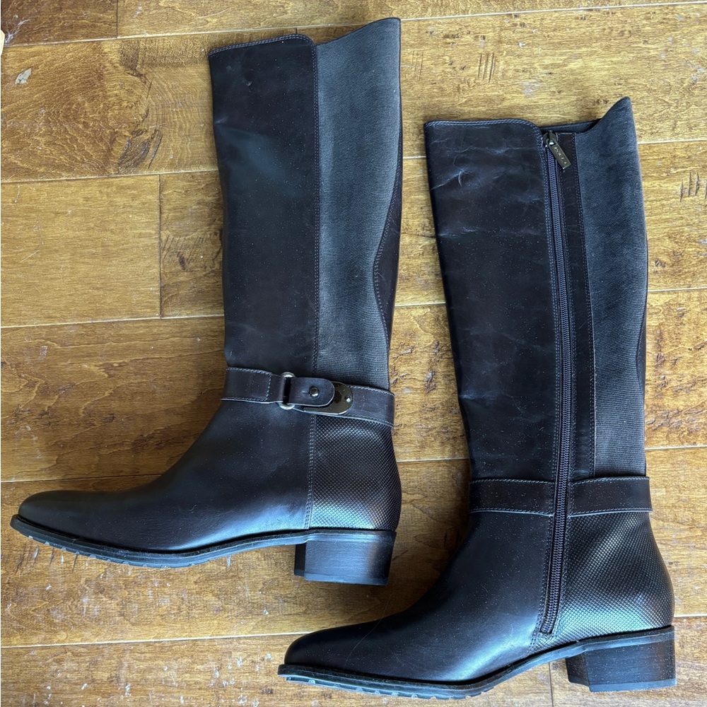 New Aquatalia Olita Leather Espresso-Dark Brown tall boot